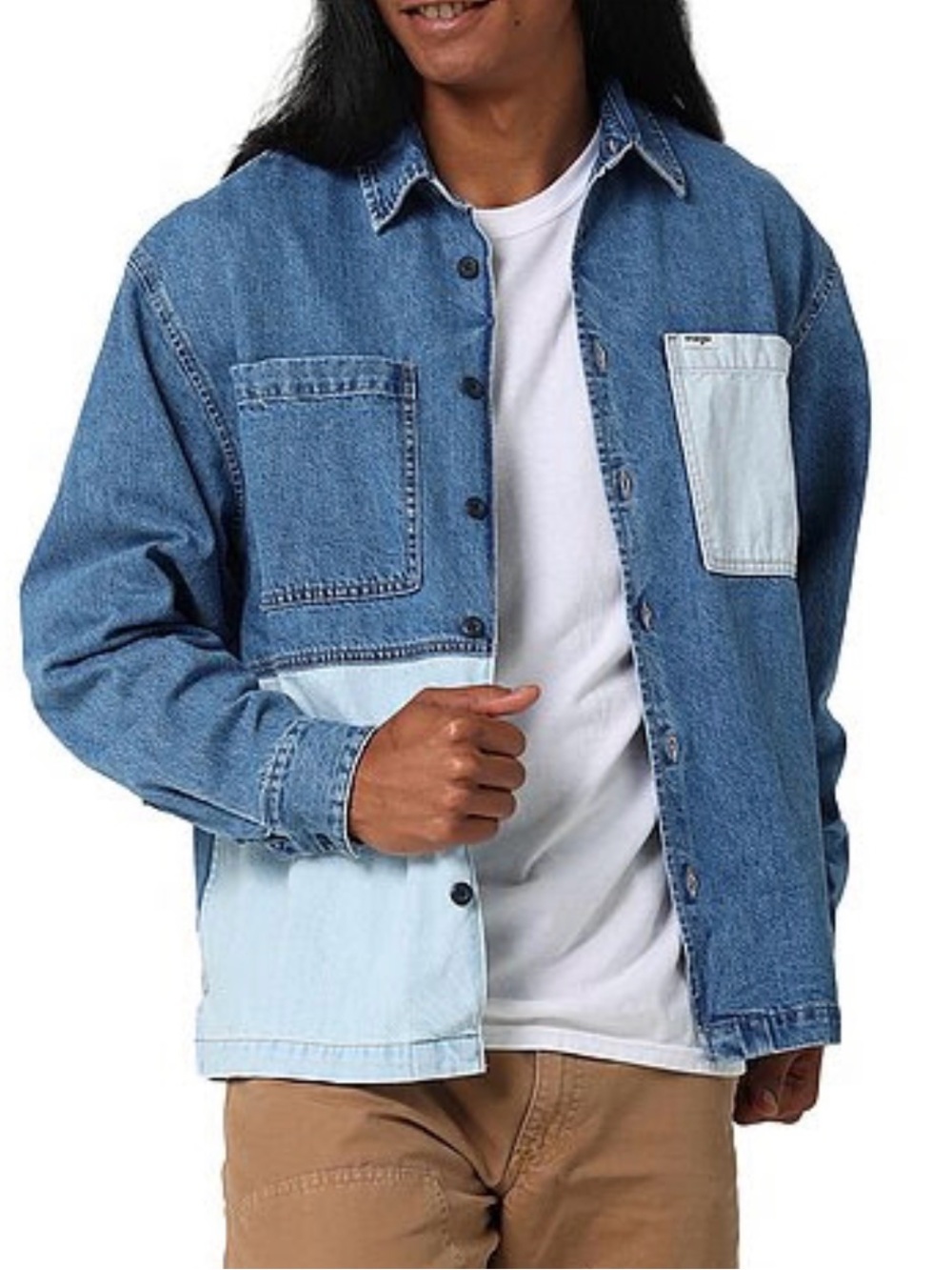 Men's Wrangler Two-Tone Blue Denim Jacket/ Overshirt, size M